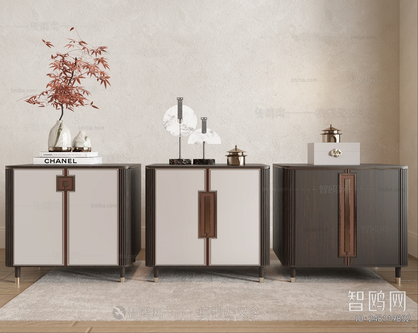 New Chinese Style Bedside Cupboard