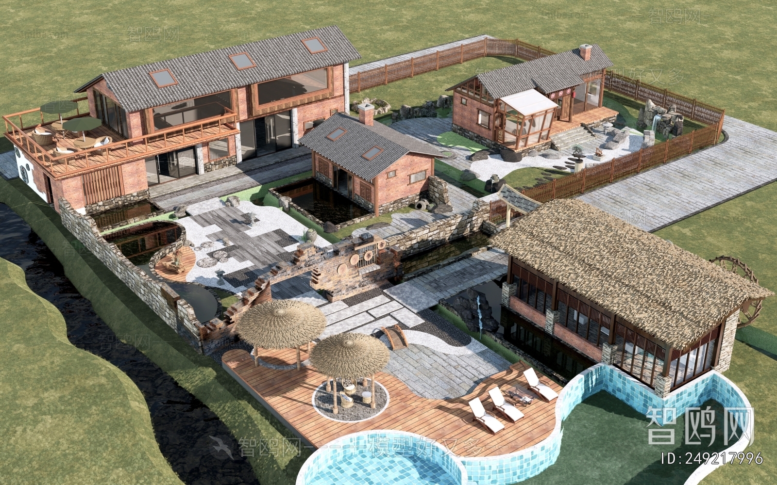 New Chinese Style Architectural Bird's-eye View Planning