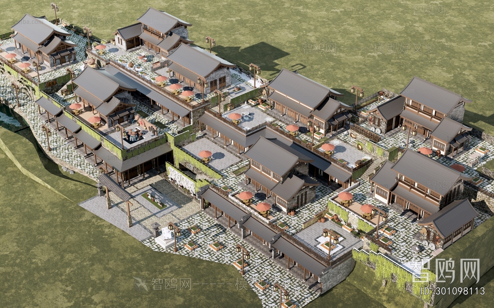 New Chinese Style Architectural Bird's-eye View Planning