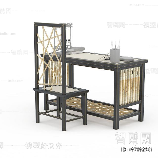 New Chinese Style Computer Desk And Chair