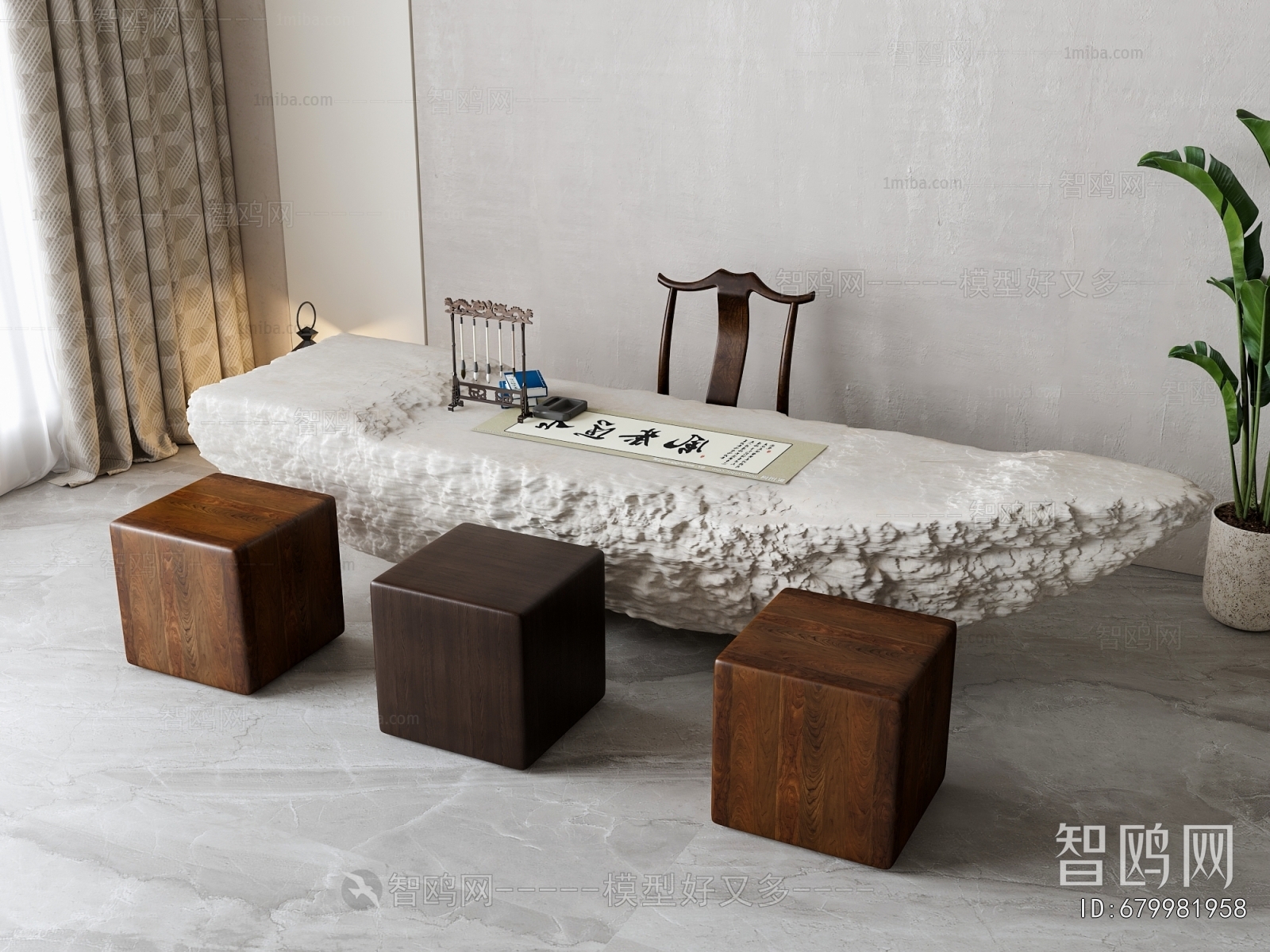 New Chinese Style Computer Desk And Chair