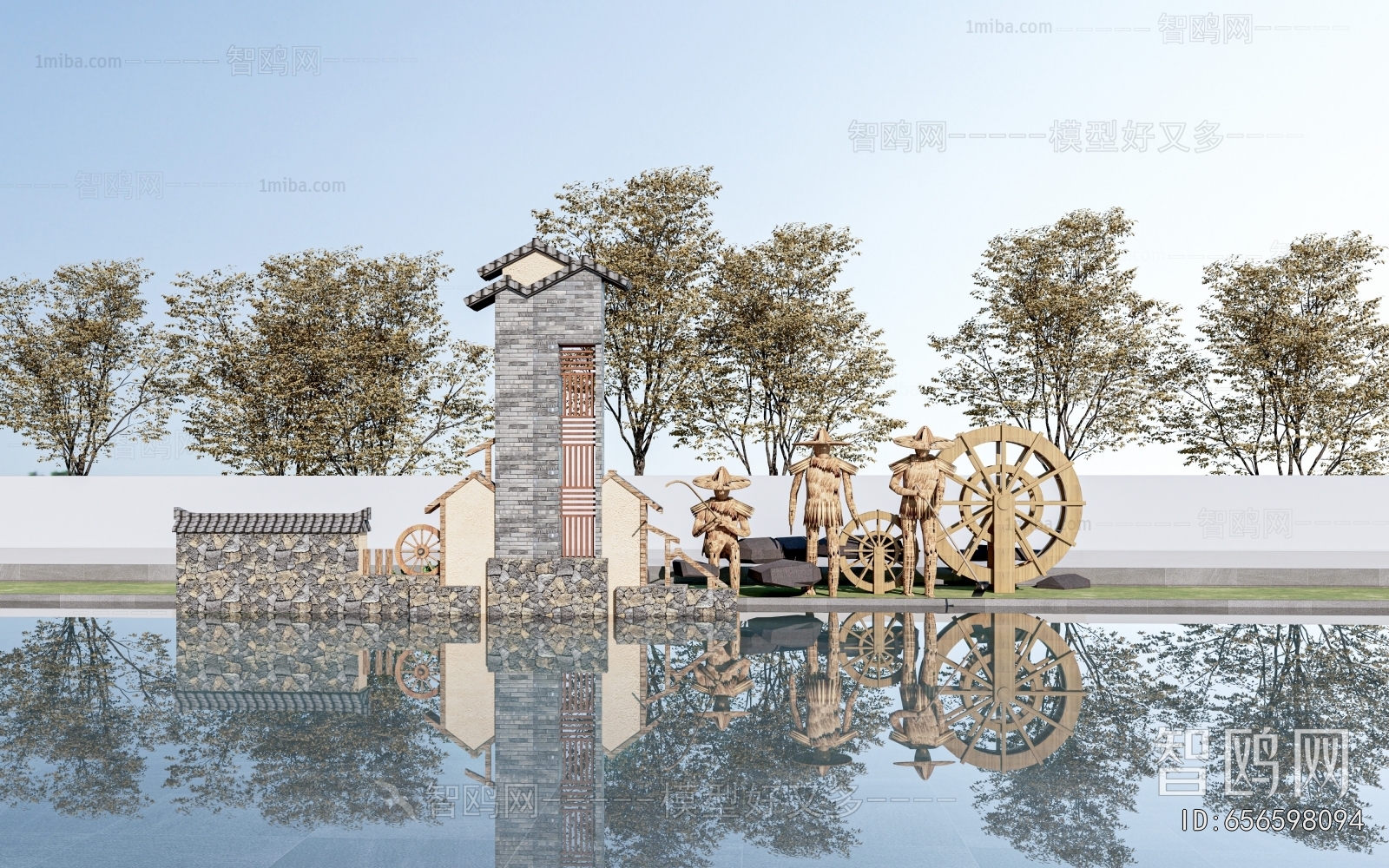 New Chinese Style Sculpture Sketch