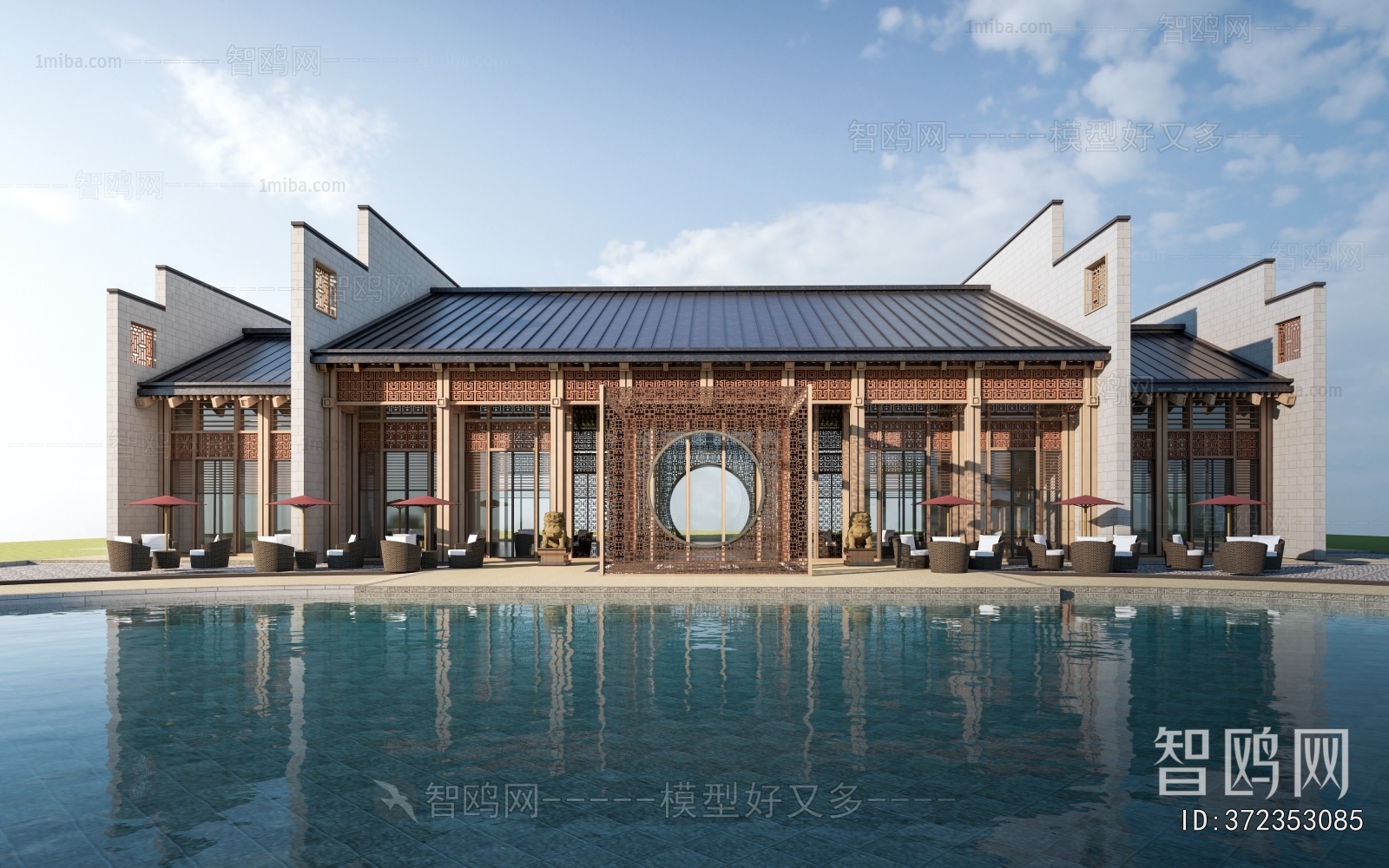 New Chinese Style Appearance Of Commercial Building