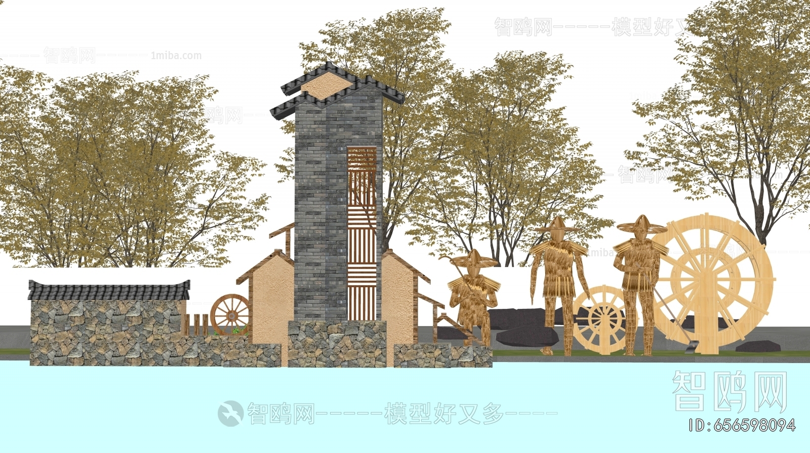 New Chinese Style Sculpture Sketch