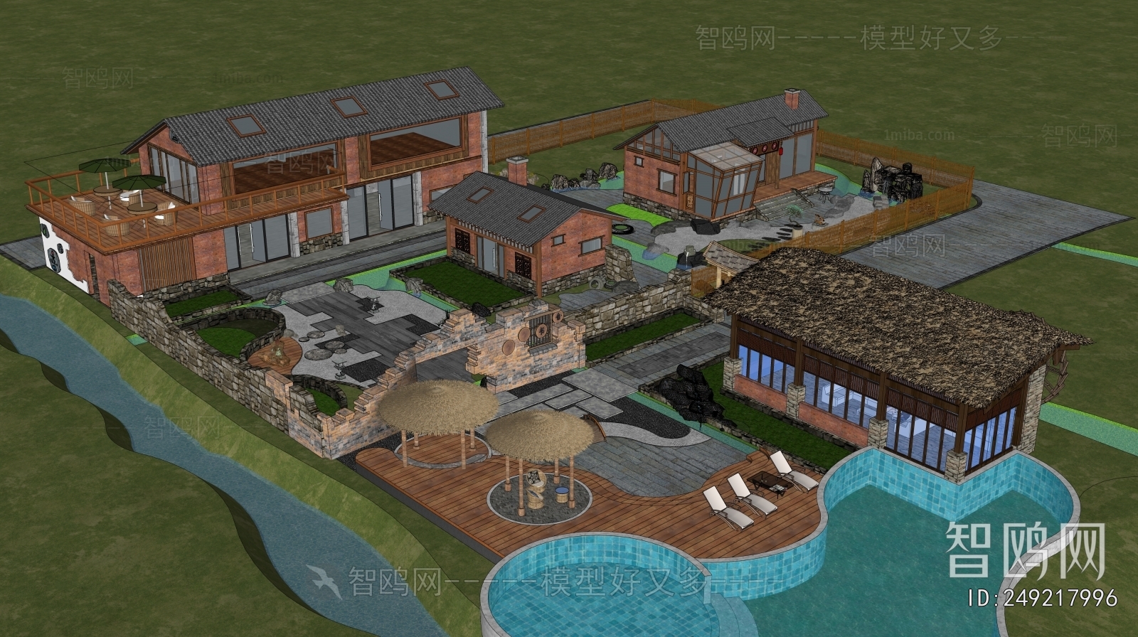 New Chinese Style Architectural Bird's-eye View Planning