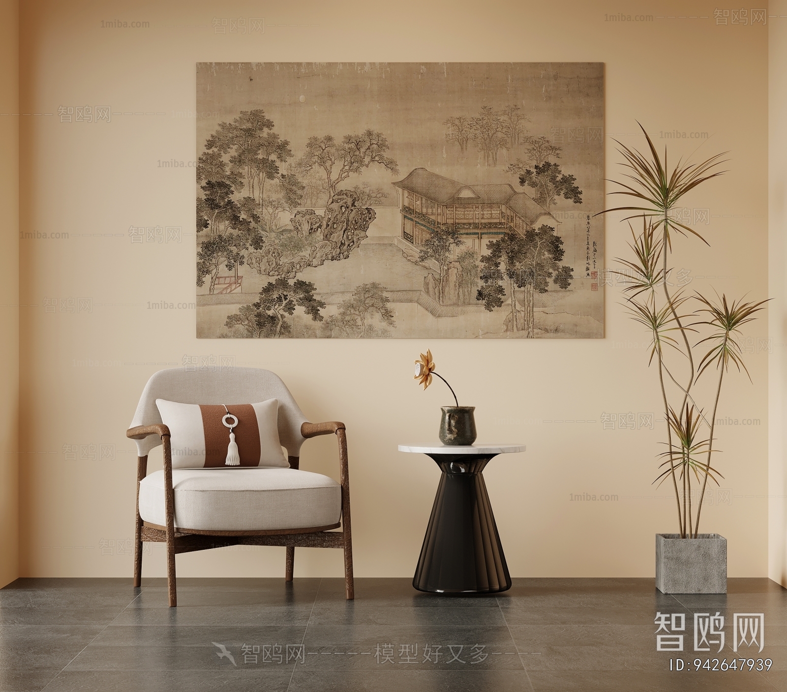 New Chinese Style Single Sofa