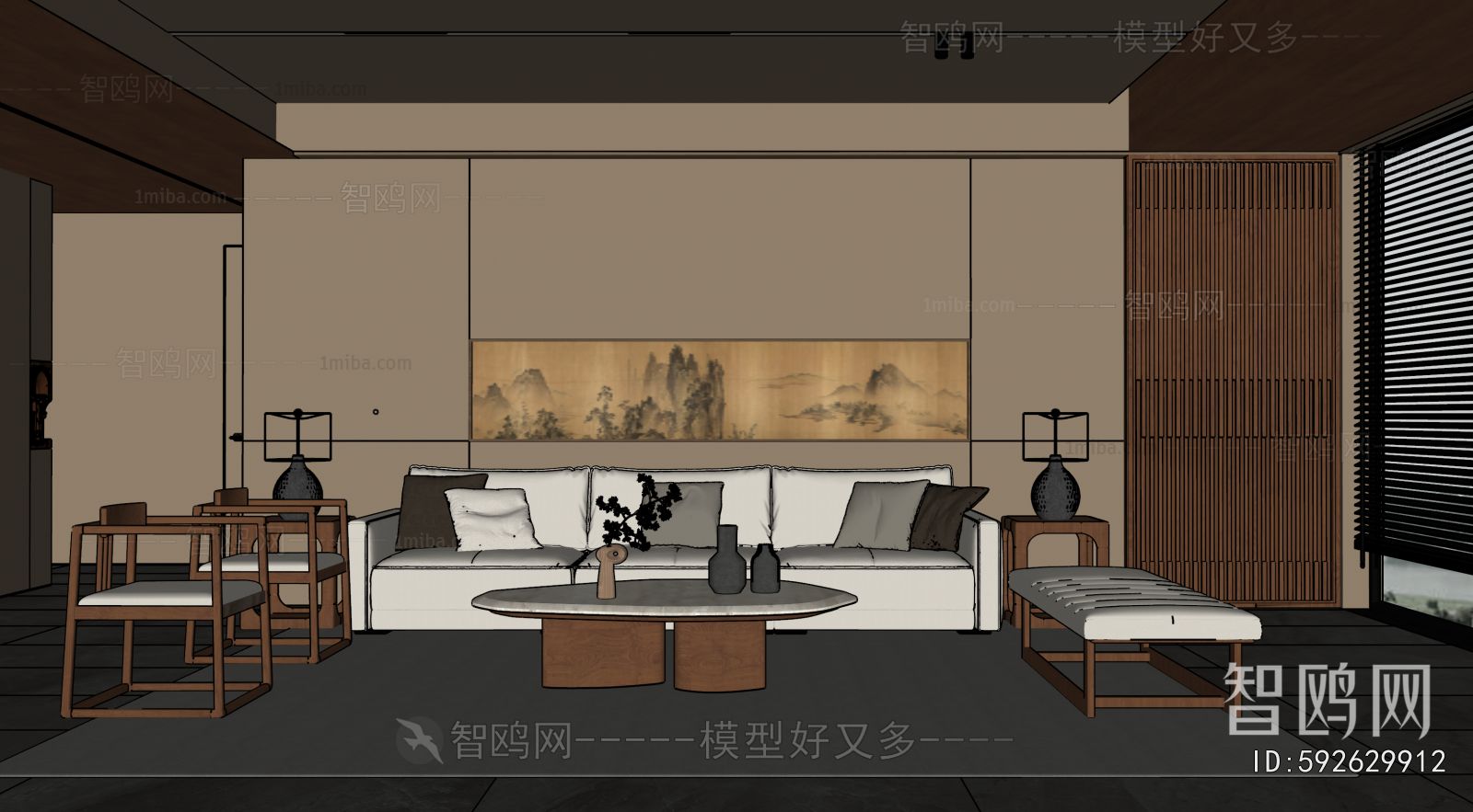 New Chinese Style A Living Room