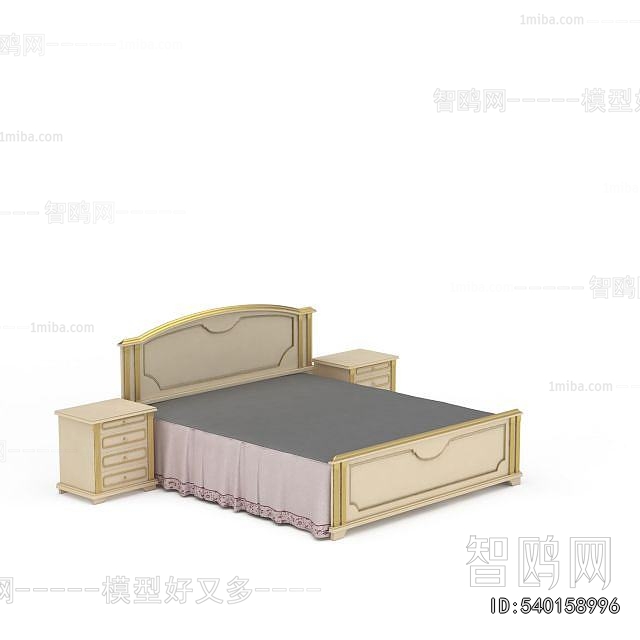 Simple European Style Double Bed