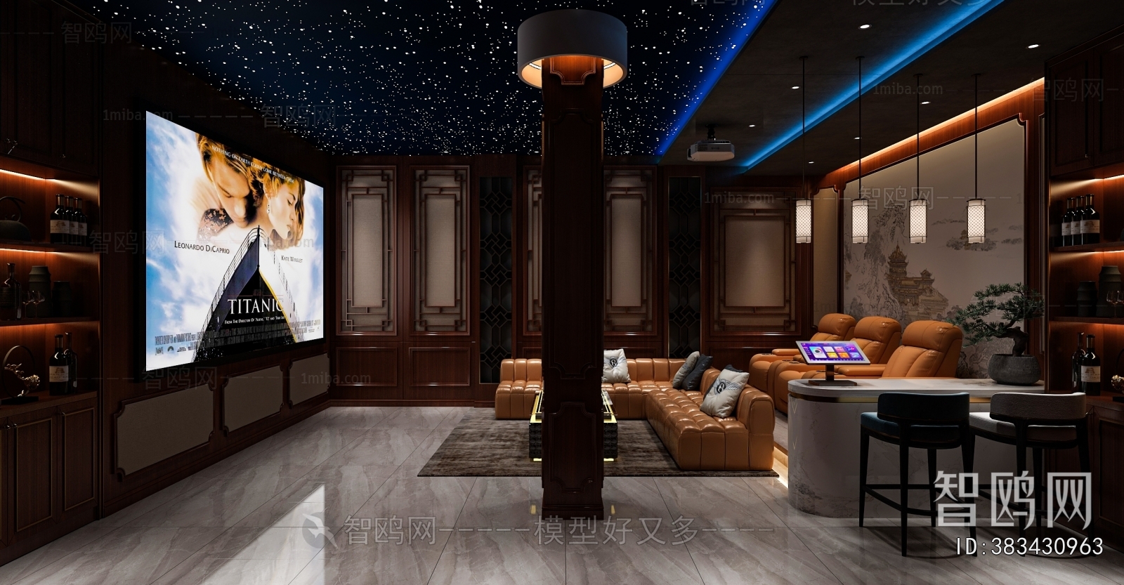 New Chinese Style Audiovisual Room