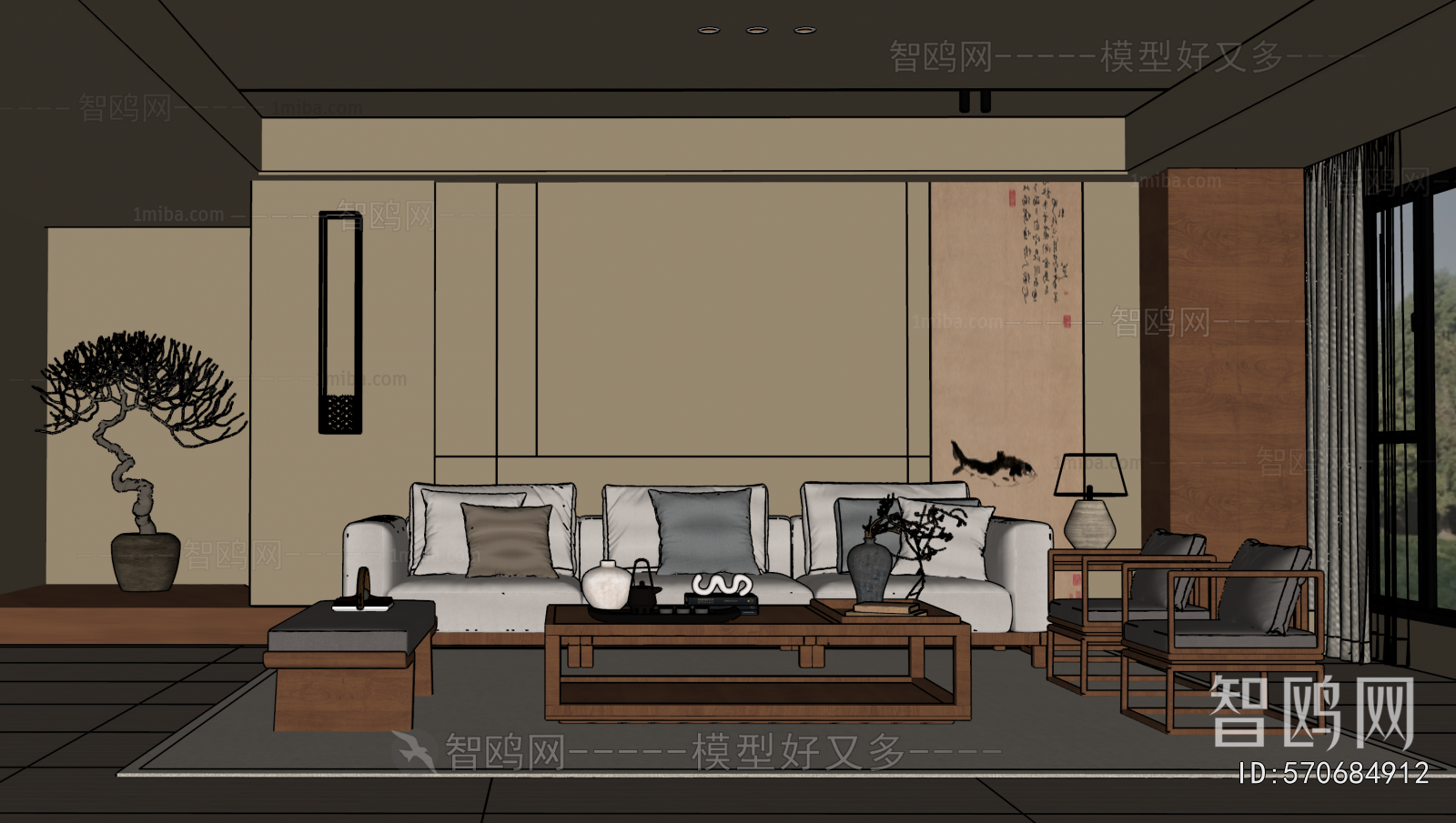 New Chinese Style A Living Room