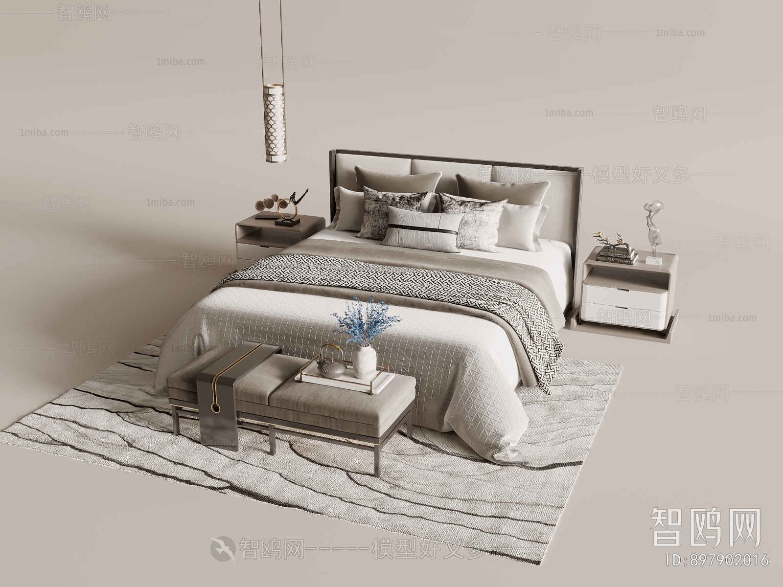 New Chinese Style Double Bed