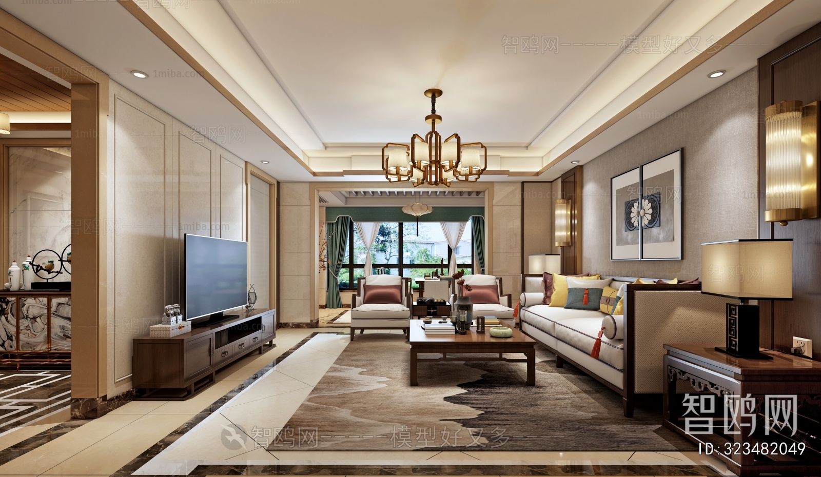 New Chinese Style A Living Room