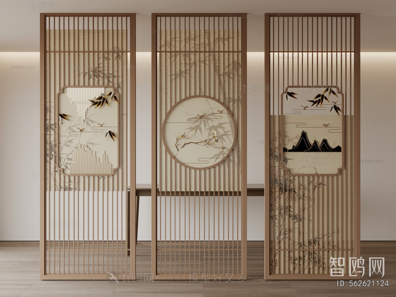 New Chinese Style Wooden Screen Partition
