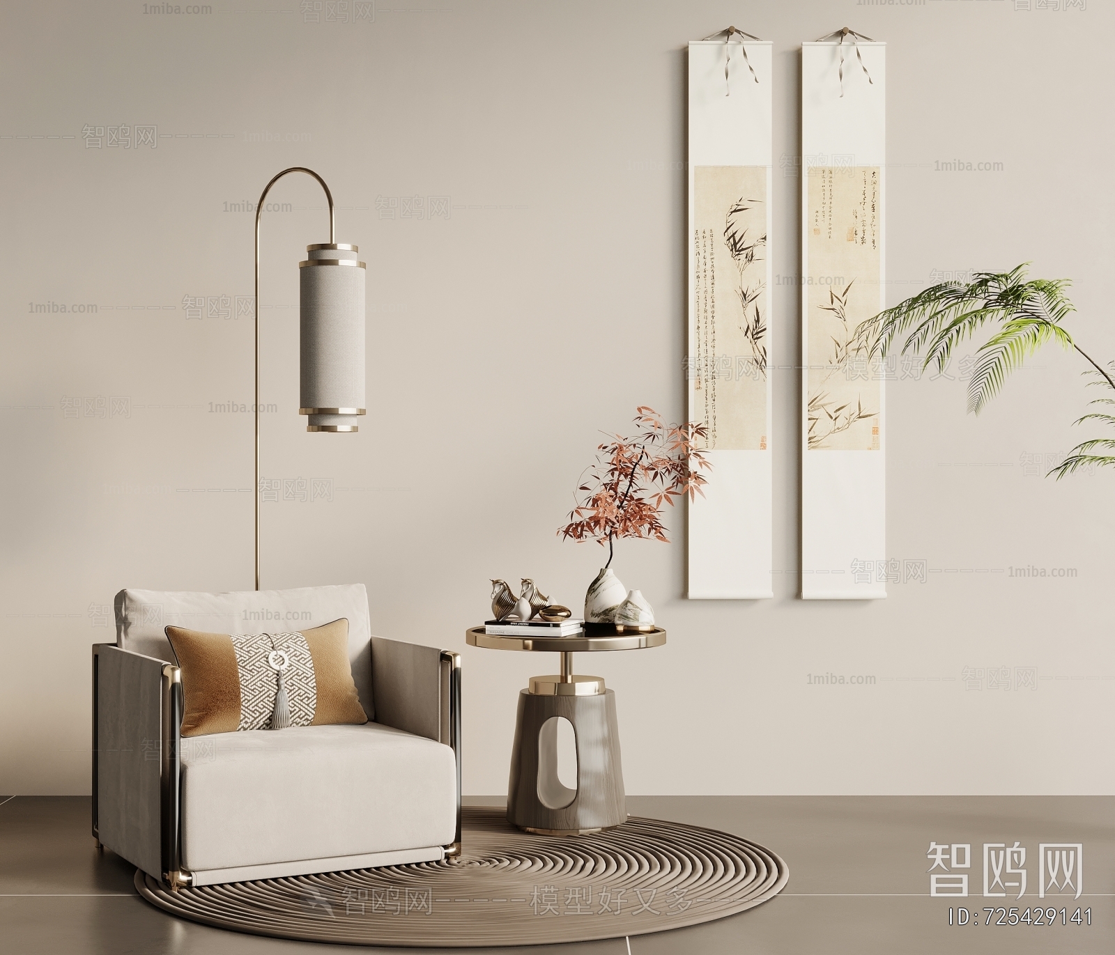 New Chinese Style Single Sofa