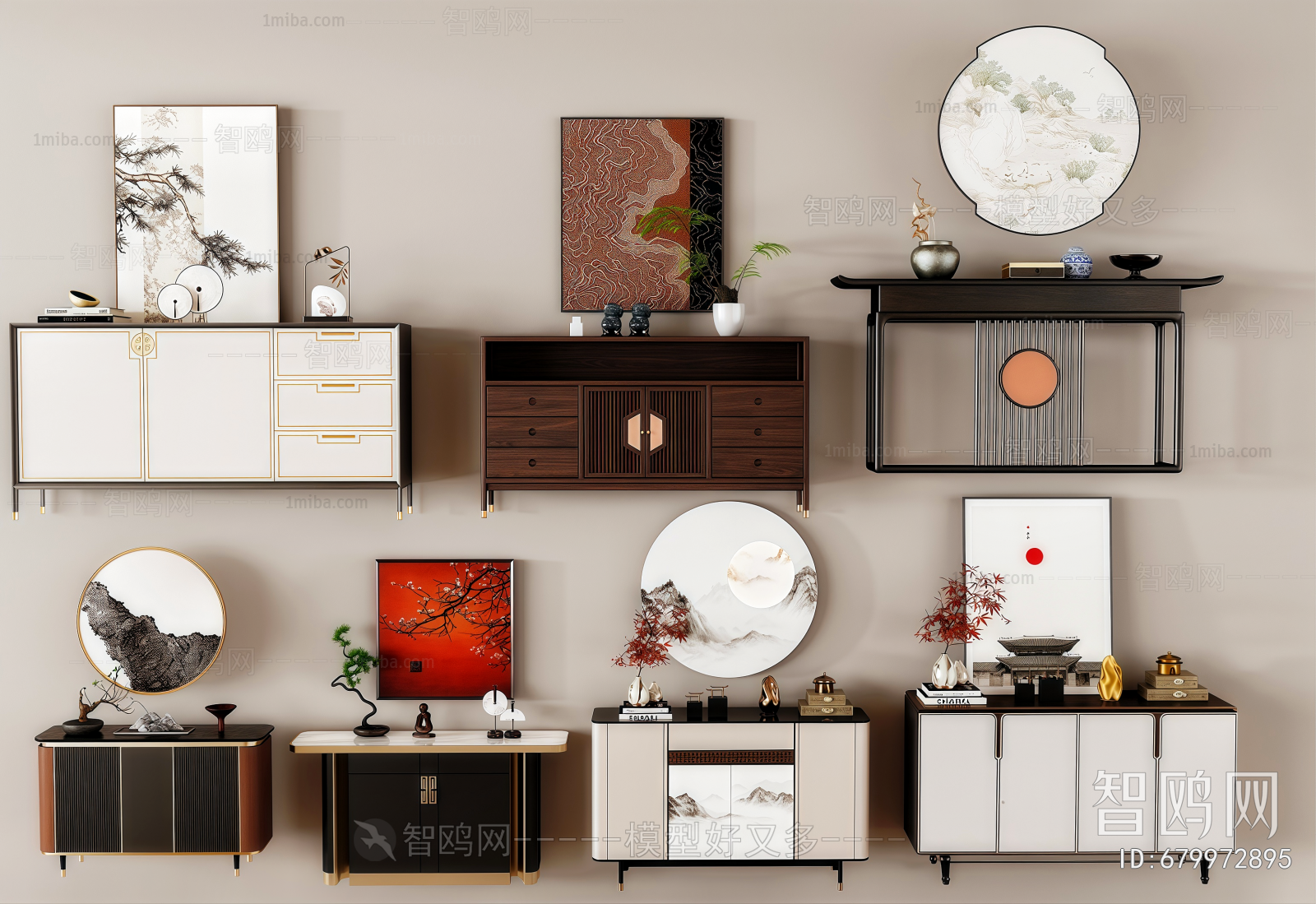 New Chinese Style Entrance Cabinet