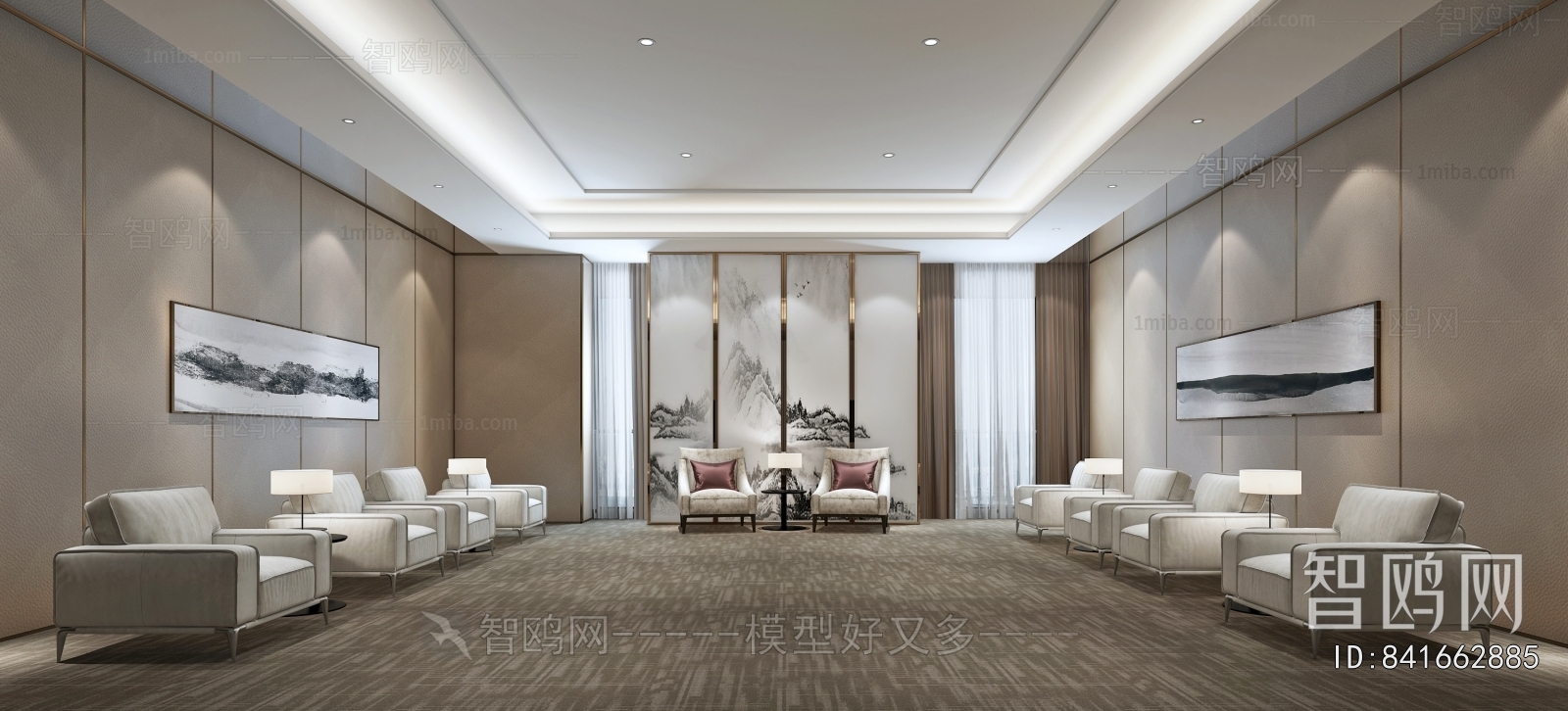 New Chinese Style Office Living Room