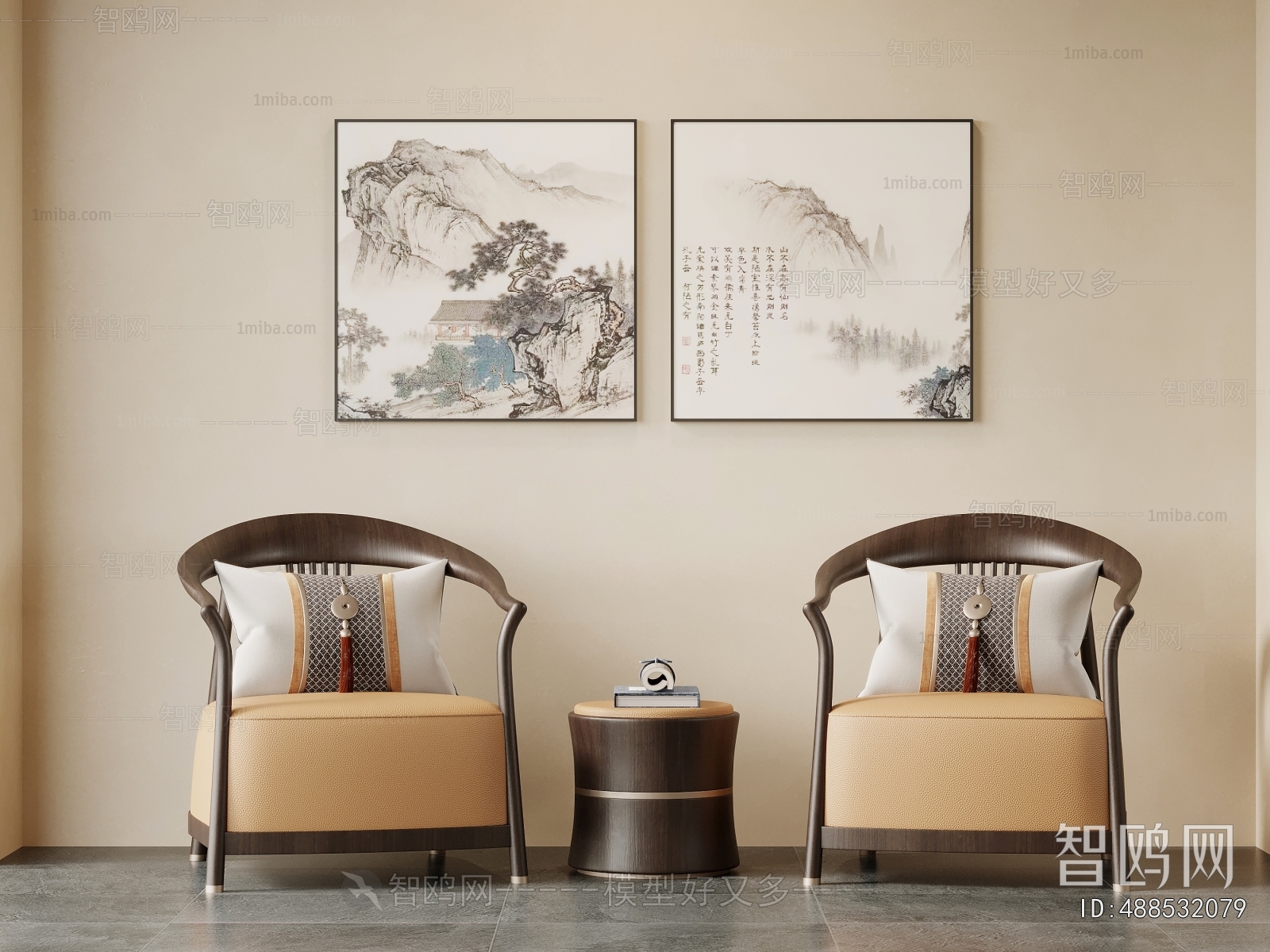 New Chinese Style Single Sofa