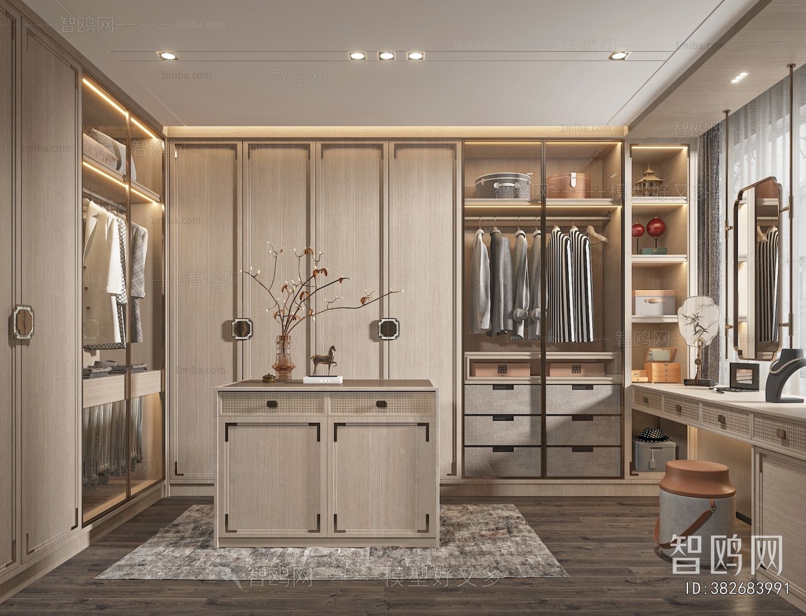 New Chinese Style Clothes Storage Area