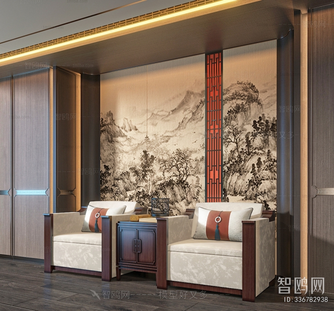 New Chinese Style Single Sofa