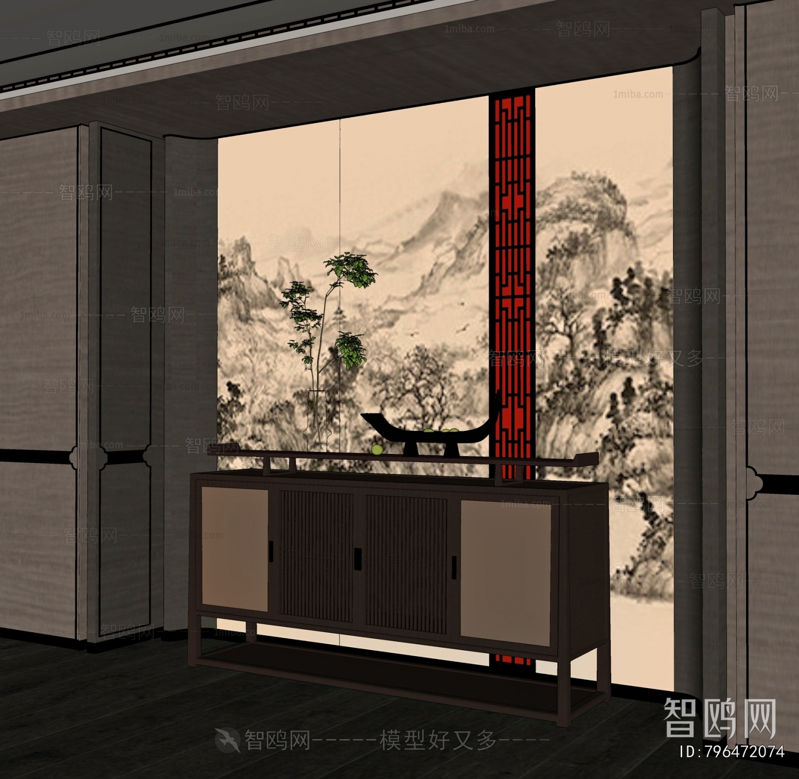 New Chinese Style Entrance Cabinet