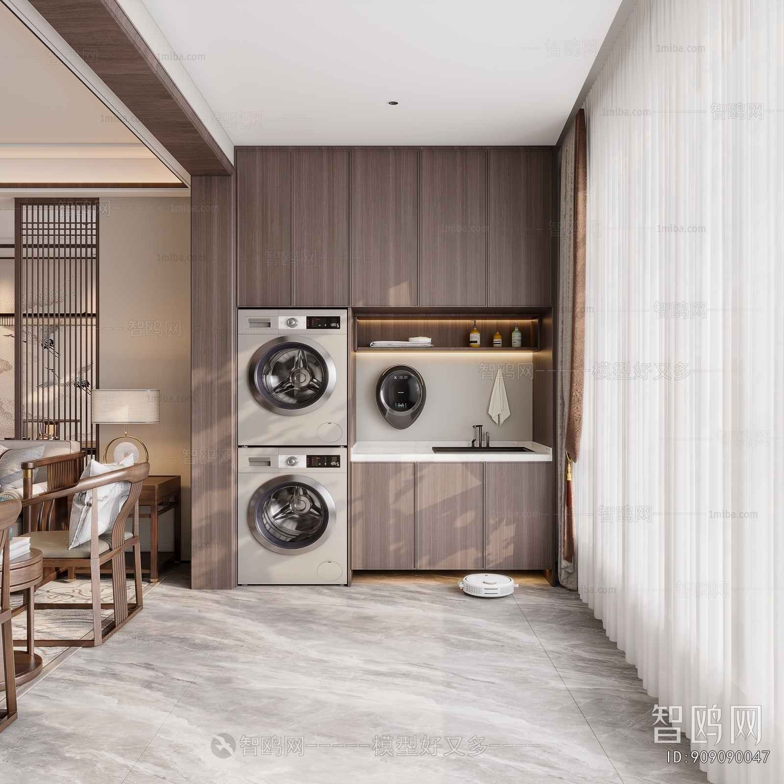 New Chinese Style Balcony Laundry Room