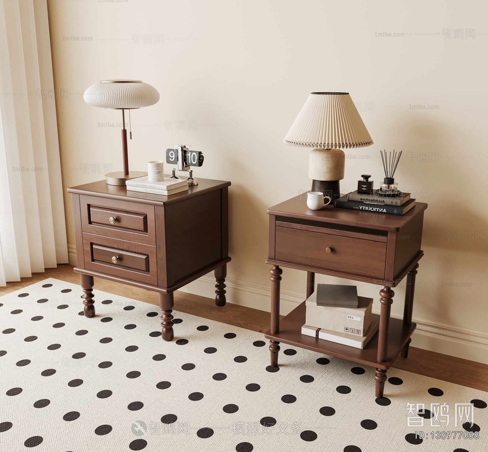 French Style Bedside Cupboard