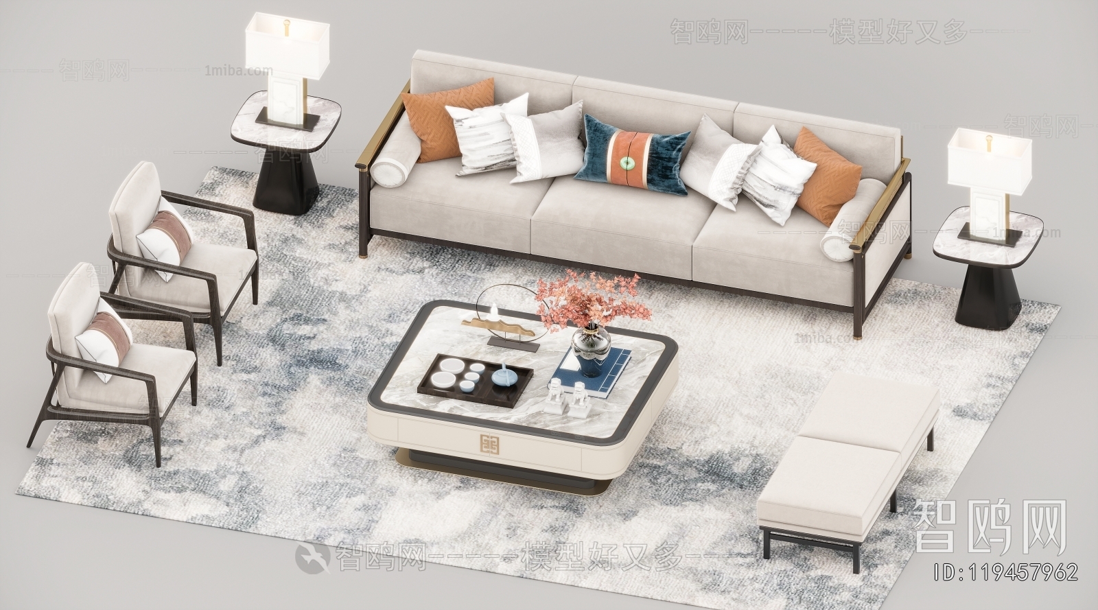 New Chinese Style Sofa Combination