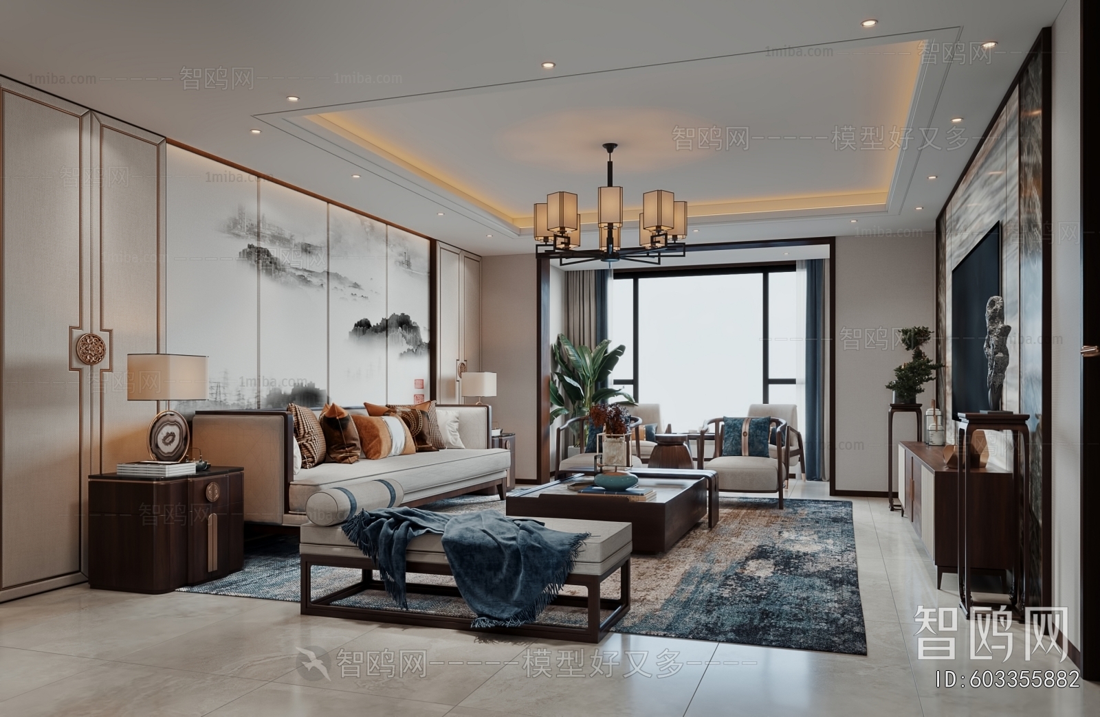 New Chinese Style A Living Room