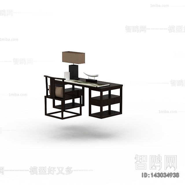 New Chinese Style Computer Desk And Chair