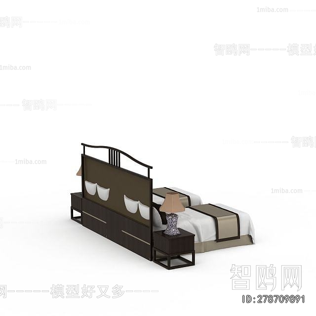 New Chinese Style Single Bed