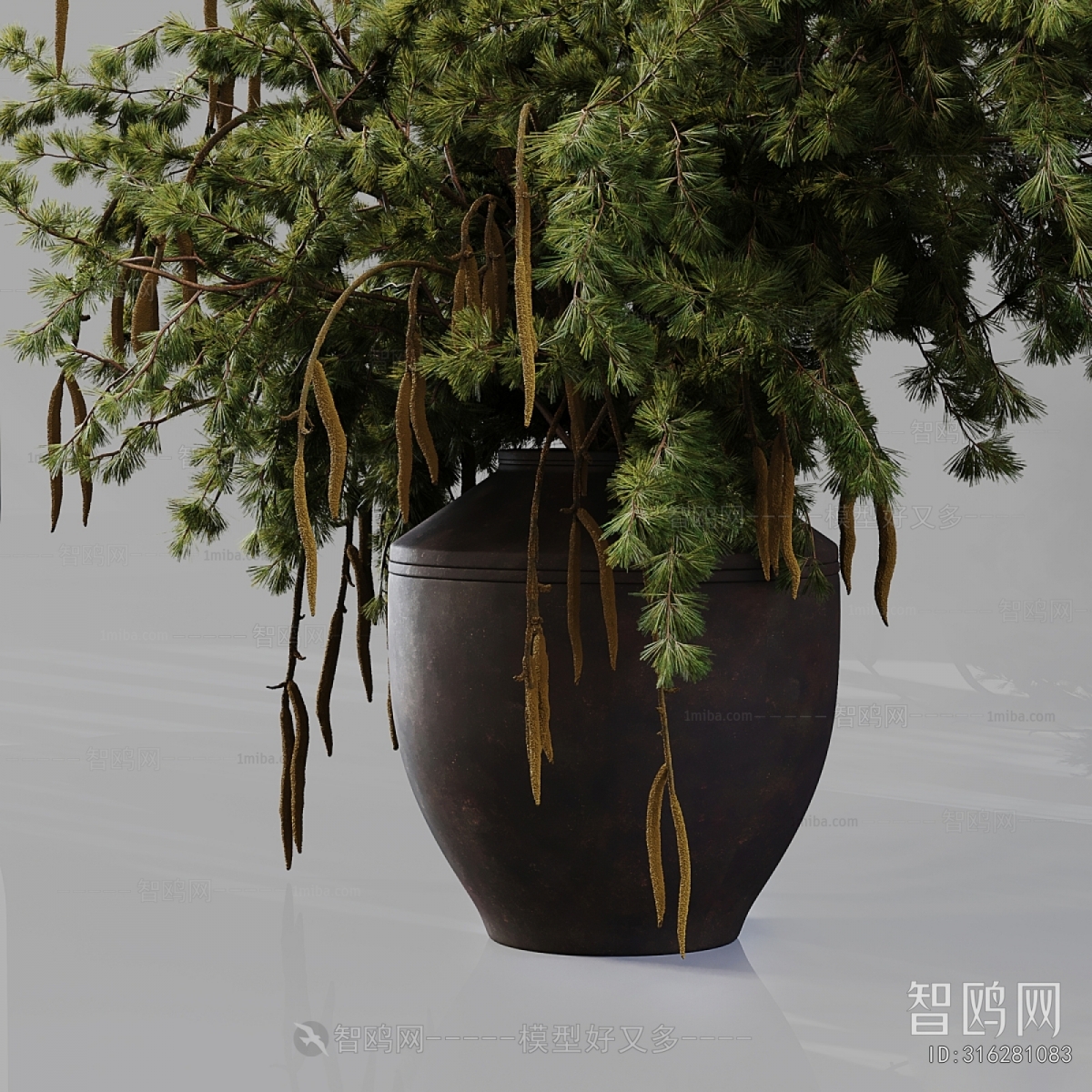 Modern Potted Green Plant