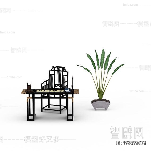 Chinese Style Computer Desk And Chair