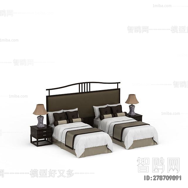 New Chinese Style Single Bed
