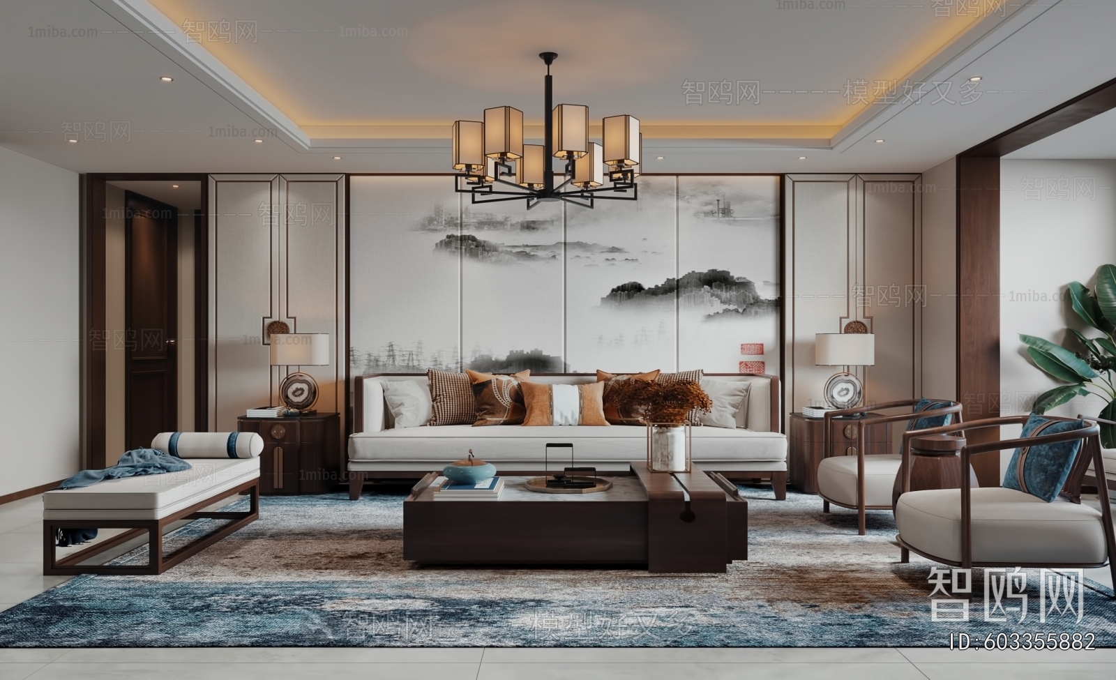 New Chinese Style A Living Room