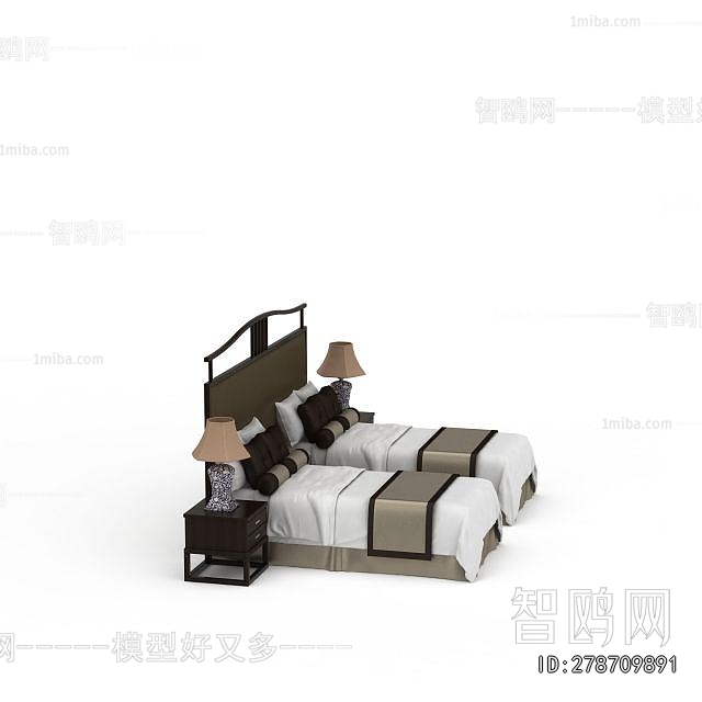 New Chinese Style Single Bed