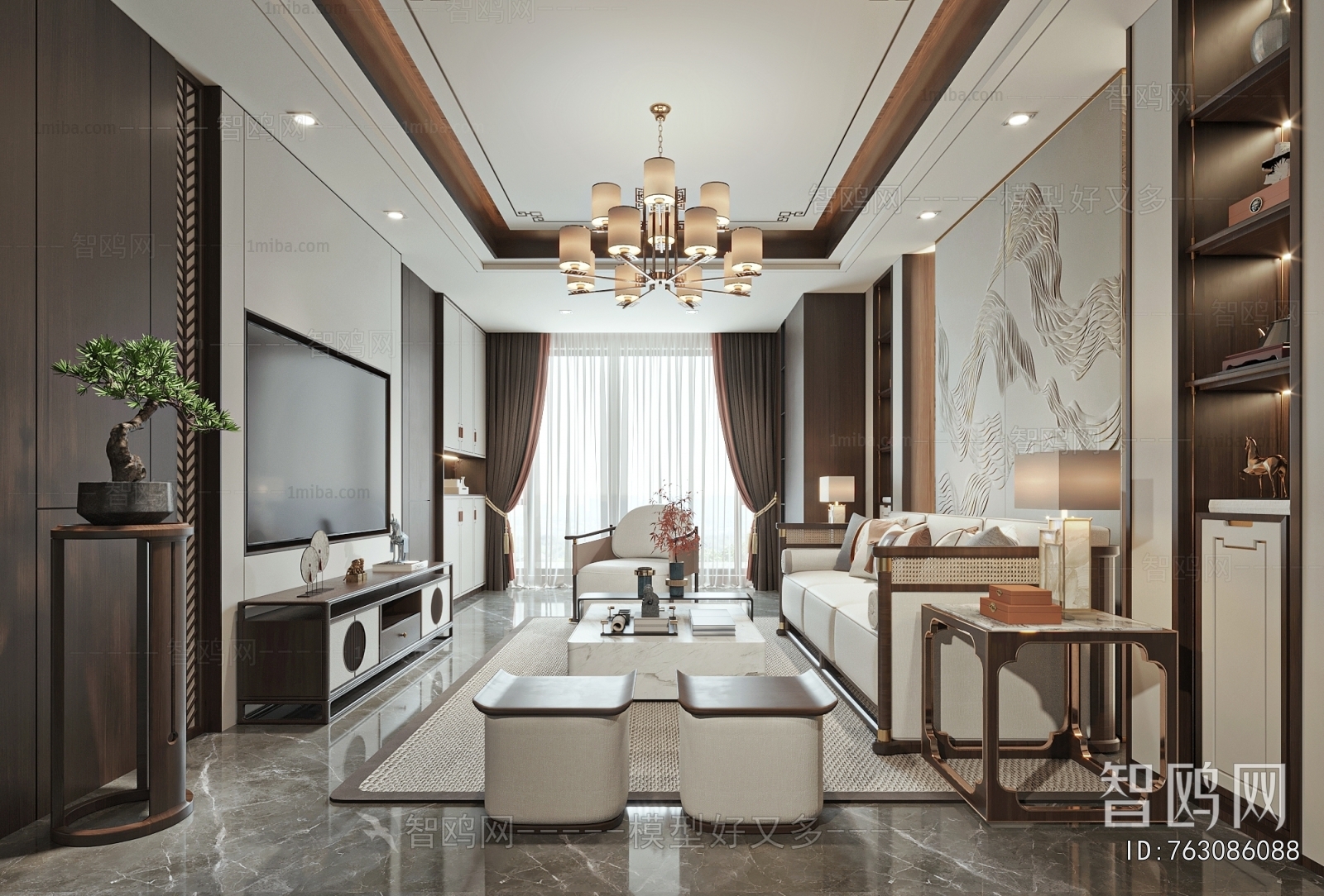 New Chinese Style A Living Room