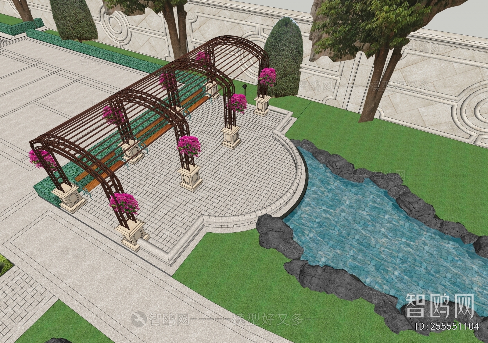 European Style Courtyard/landscape