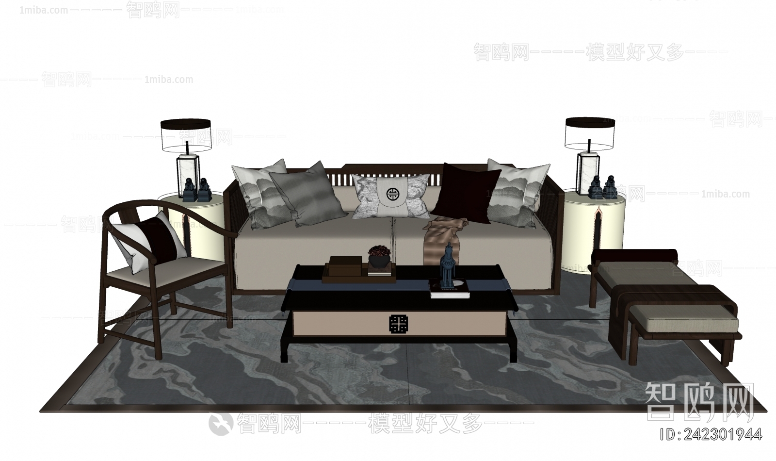 New Chinese Style Sofa Combination