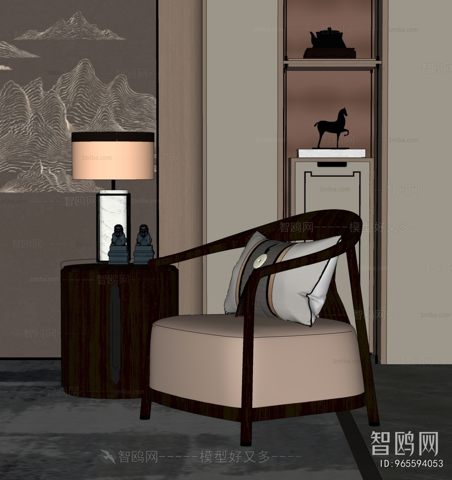 New Chinese Style Single Sofa