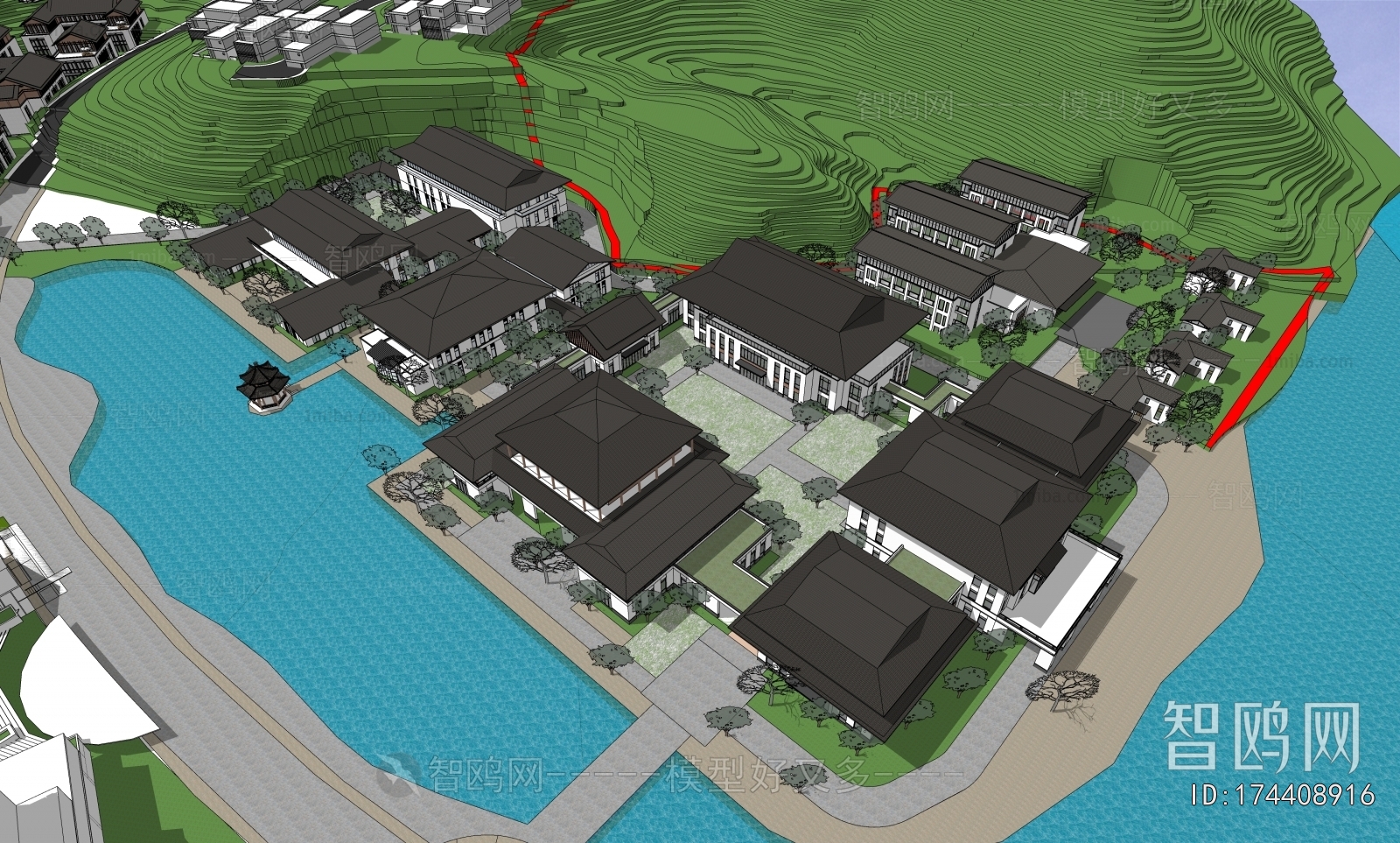 New Chinese Style Appearance Of Commercial Building