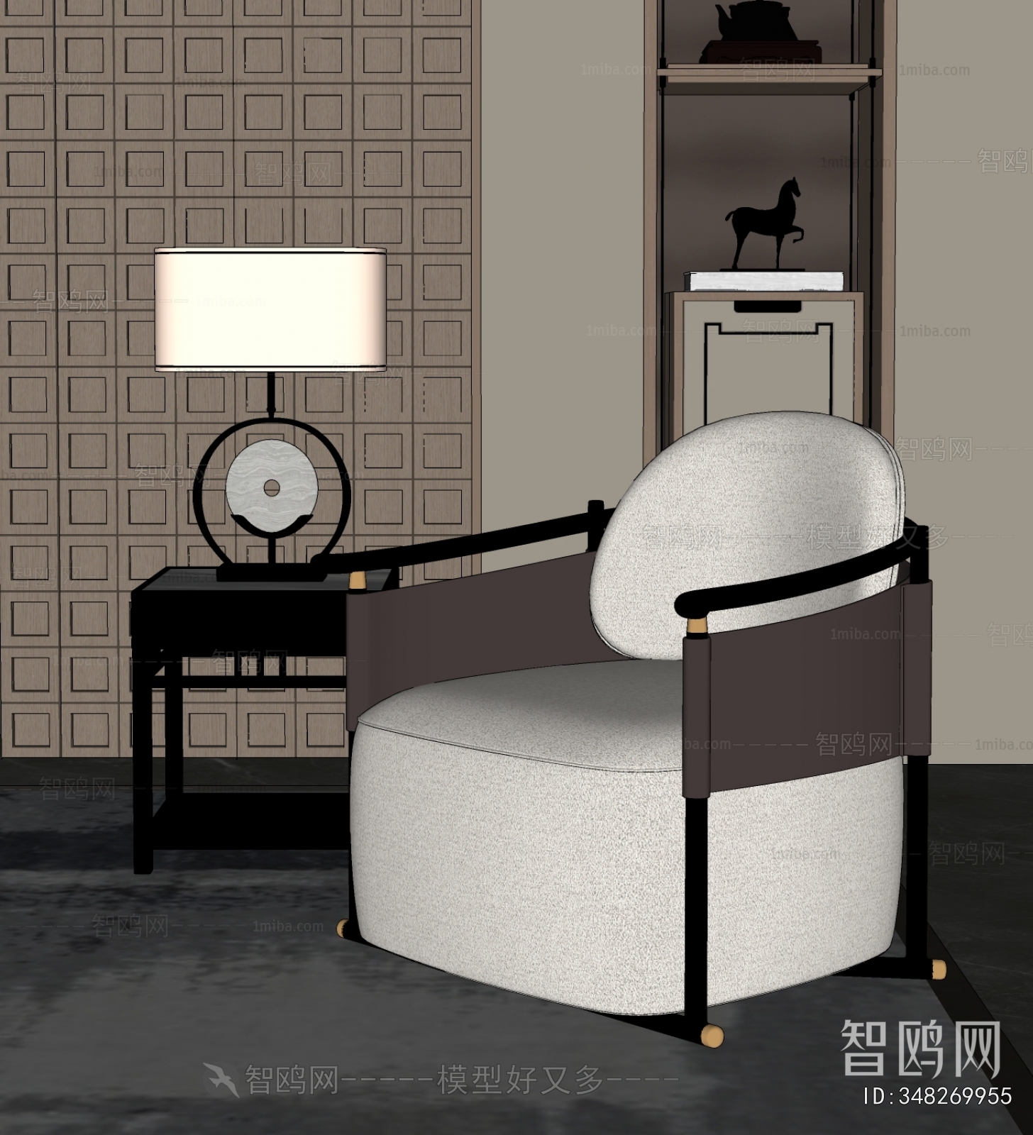 New Chinese Style Single Sofa