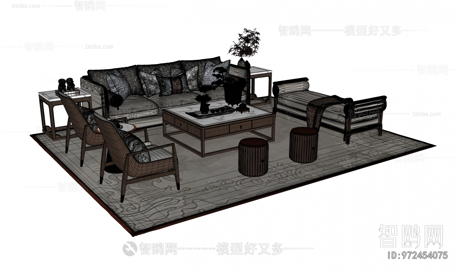New Chinese Style Sofa Combination