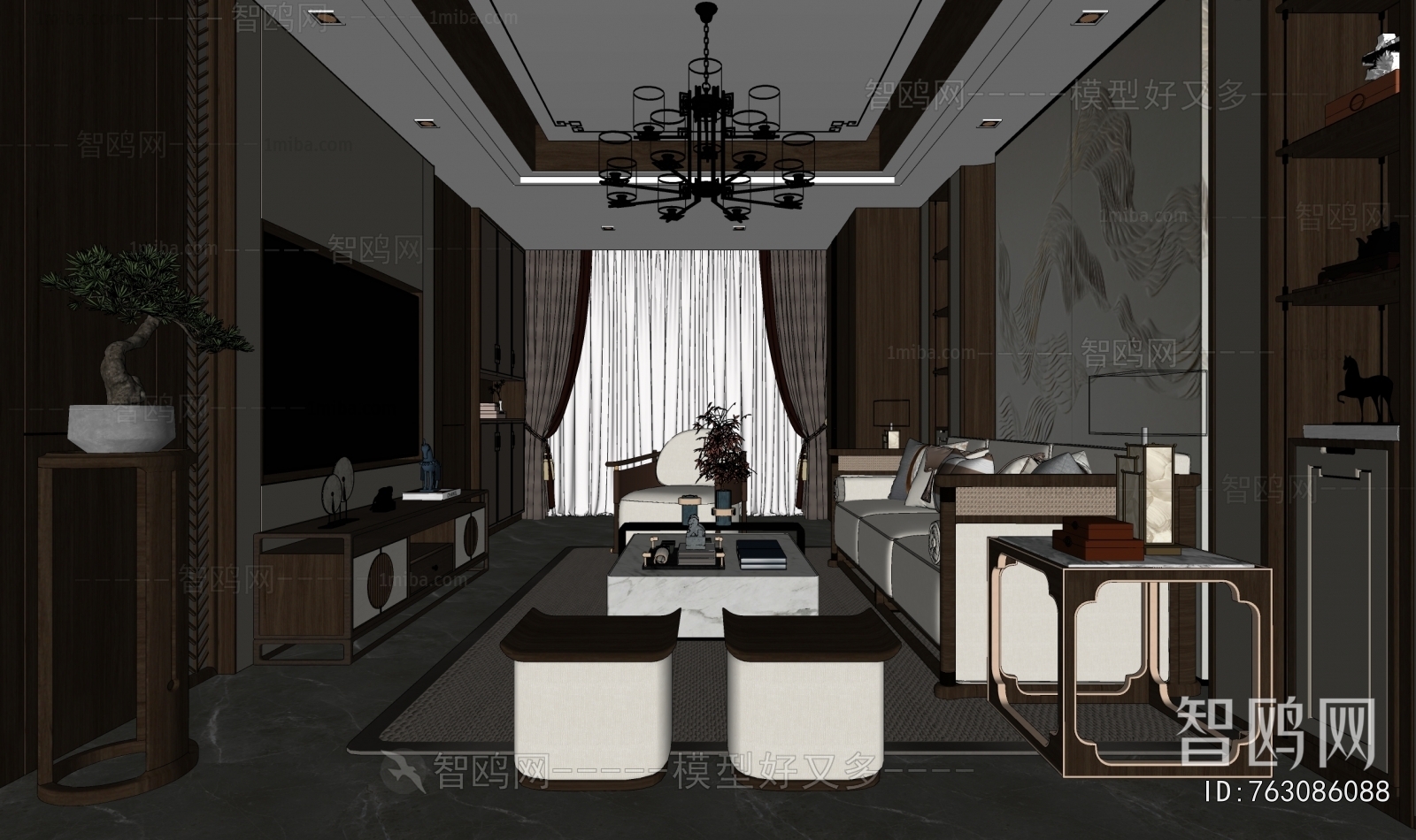 New Chinese Style A Living Room