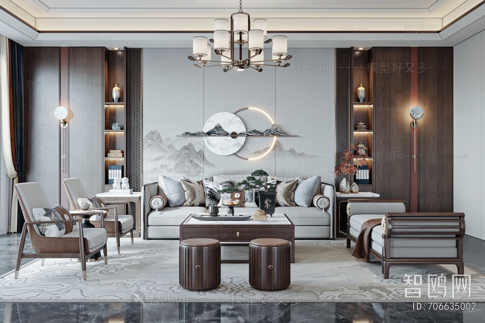 New Chinese Style A Living Room