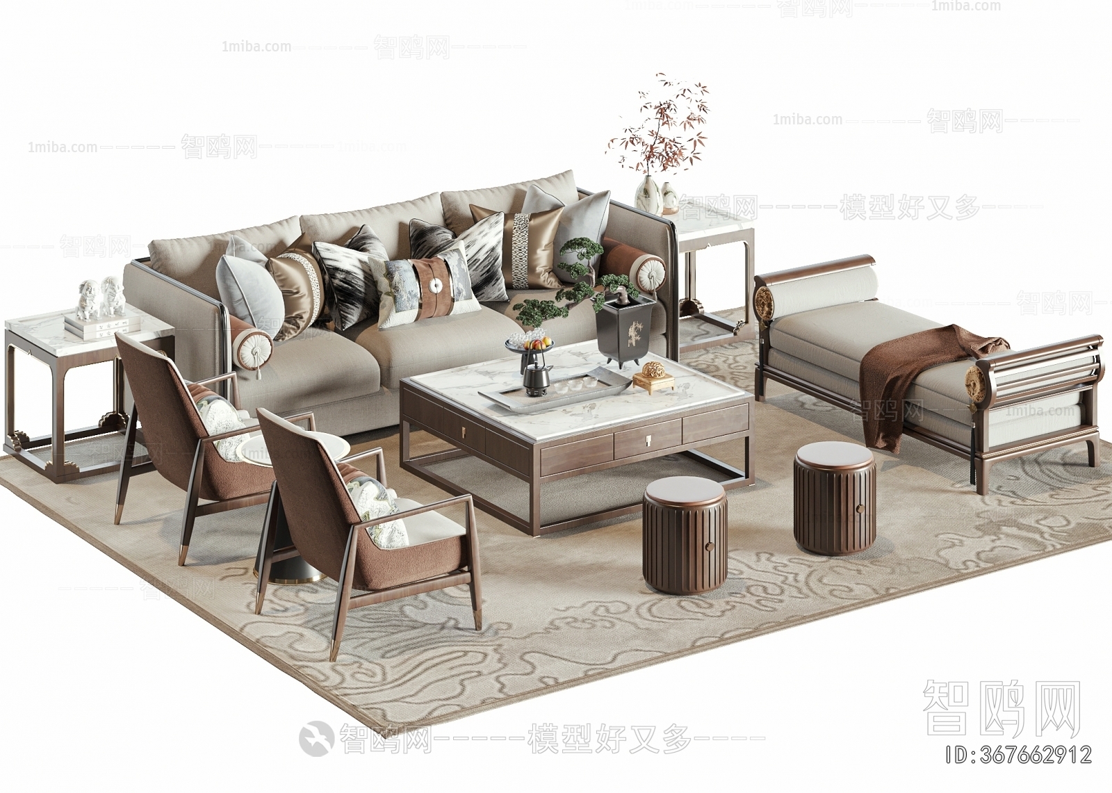 New Chinese Style Sofa Combination