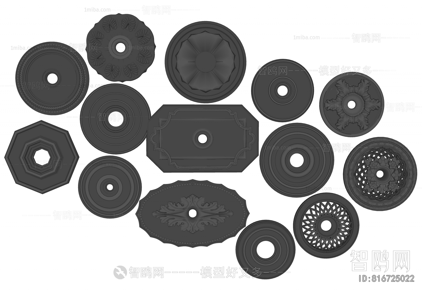 Simple European Style Plaster Carved Top Plate