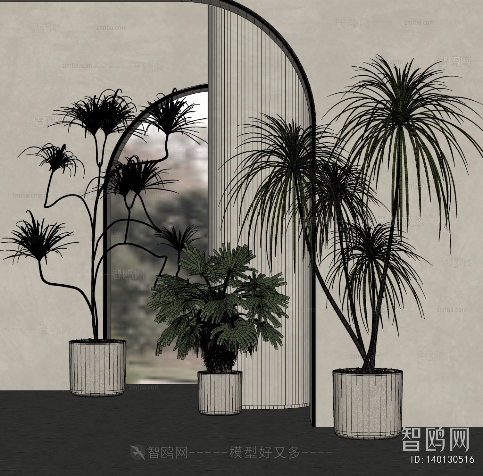 Modern Ground Green Plant Potted Plants