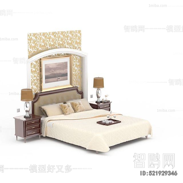 Simple European Style Double Bed