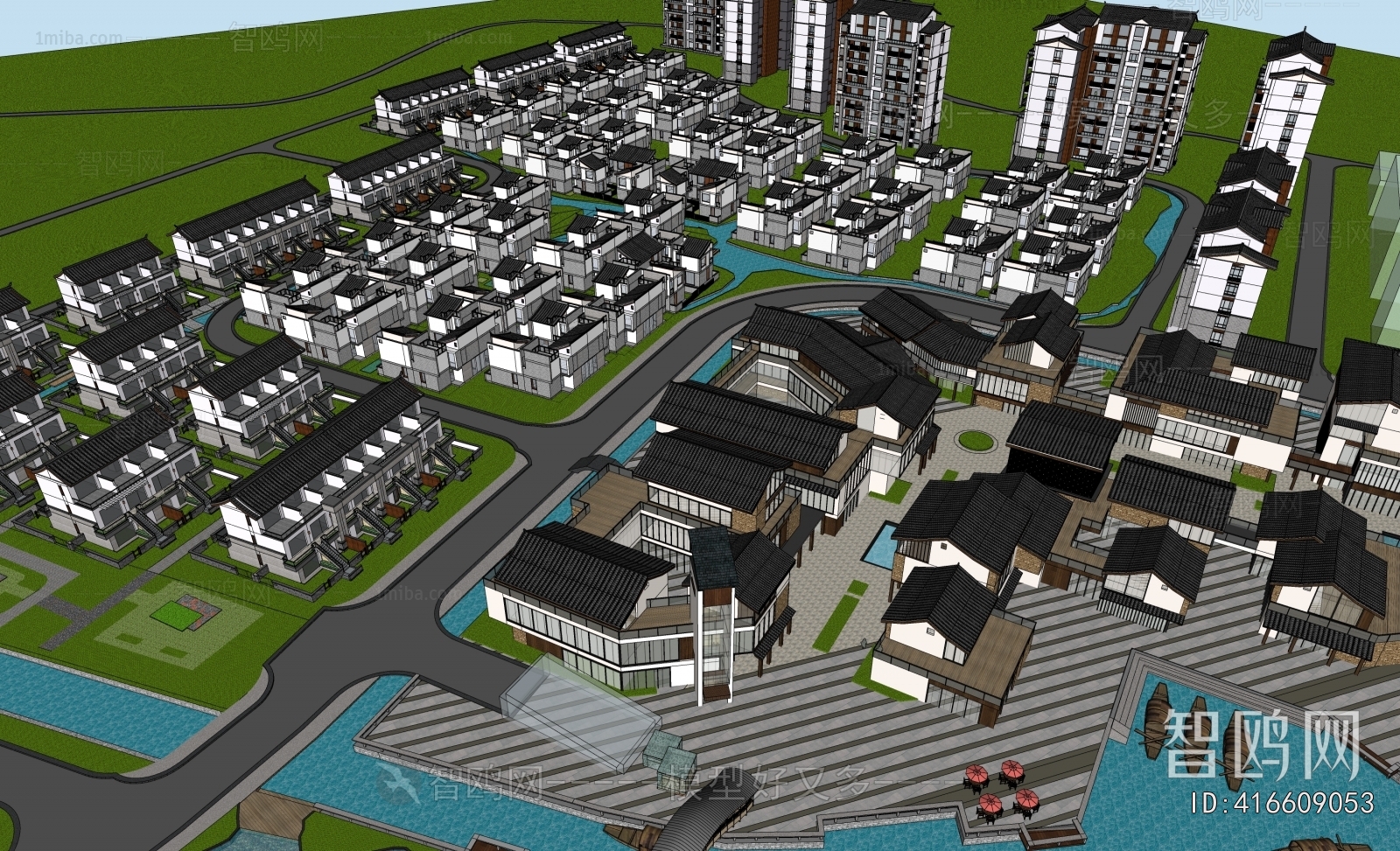 New Chinese Style Architectural Bird's-eye View Planning