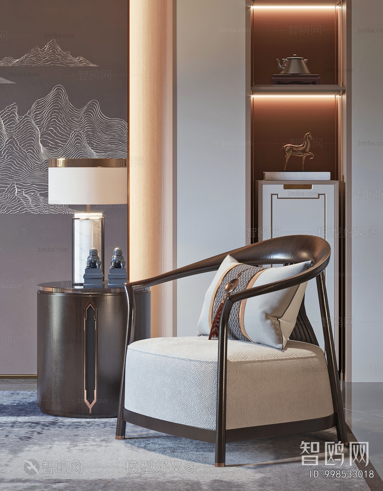 New Chinese Style Single Sofa